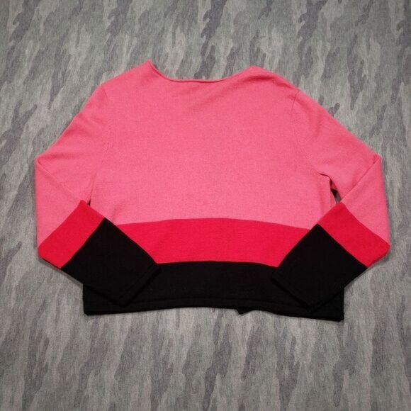 J. Jill Cardigan Sweater Womens Large Pink Red Striped Open‎ Front - Picture 7 of 11